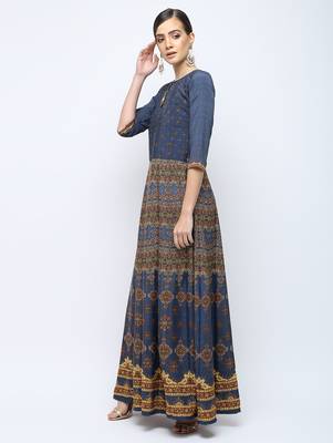 Navy-blue printed crepe kurti 3