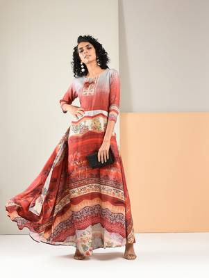Multicolor printed silk kurti 1