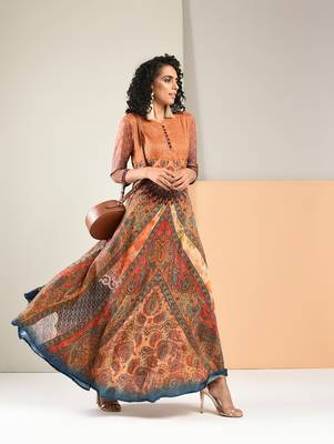 Multicolor printed silk kurti 1