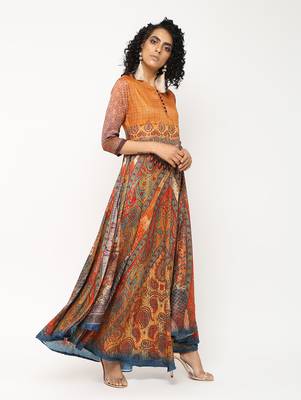 Multicolor printed silk kurti 3