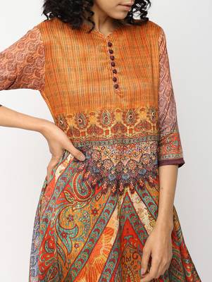 Multicolor printed silk kurti 4