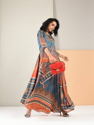 Multicolor printed silk kurti 1