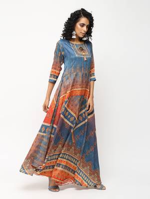 Multicolor printed silk kurti 3