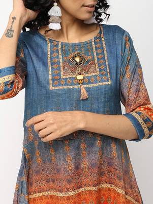 Multicolor printed silk kurti 4