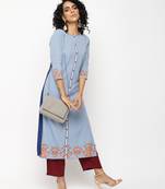 Blue printed crepe kurti