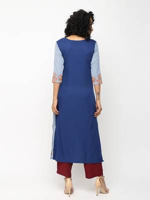 Blue printed crepe kurti 2