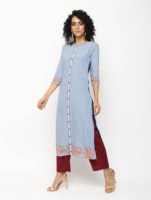 Blue printed crepe kurti 3