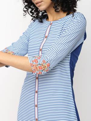 Blue printed crepe kurti 4