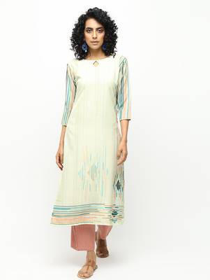 Green printed crepe kurti 1