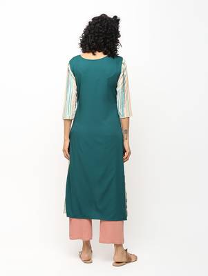 Green printed crepe kurti 2