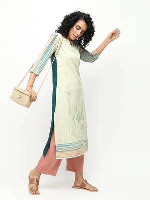 Green printed crepe kurti 3