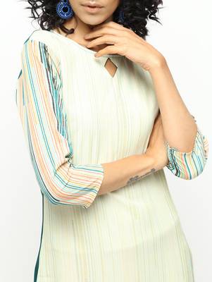 Green printed crepe kurti 4