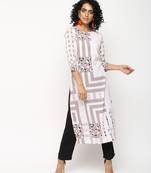 Off-white printed crepe kurti