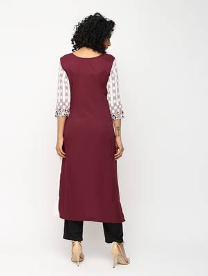 Off-white printed crepe kurti 2