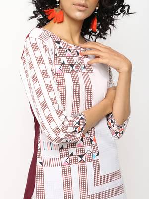 Off-white printed crepe kurti 4