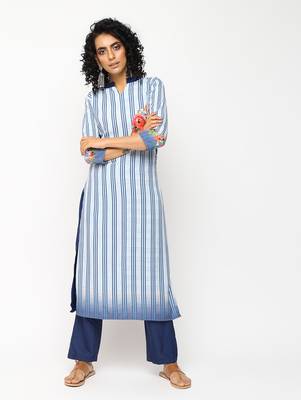 Blue printed crepe kurti 1
