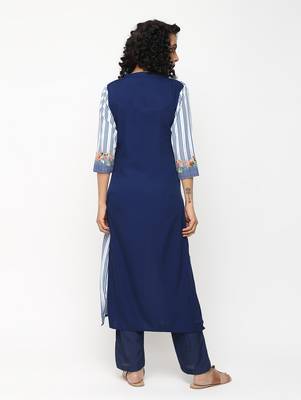 Blue printed crepe kurti 2