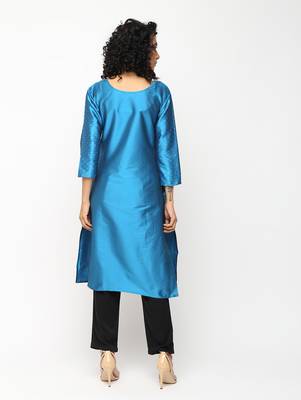 Blue printed silk kurti 2