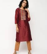 Maroon printed silk kurti