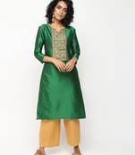 Green printed silk kurti