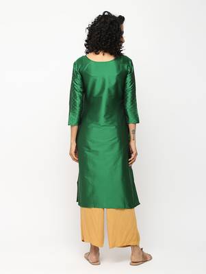 Green printed silk kurti 2