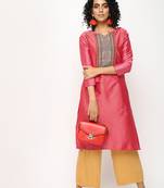 Orange printed silk kurti