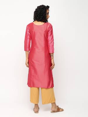 Orange printed silk kurti 2