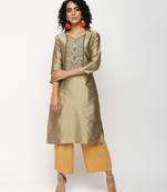 Golden printed silk kurti
