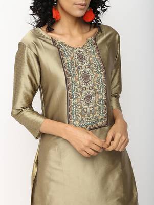 Golden printed silk kurti 4
