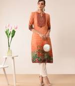 Red printed crepe kurti