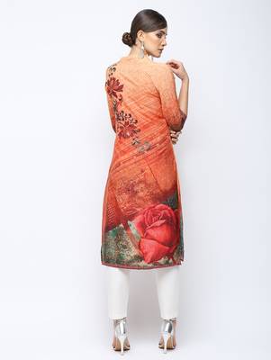 Red printed crepe kurti 2