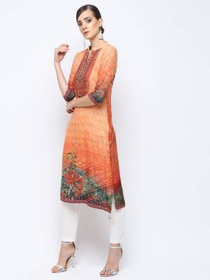 Red printed crepe kurti 3