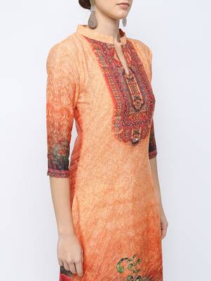 Red printed crepe kurti 4