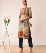 Grey printed crepe kurti