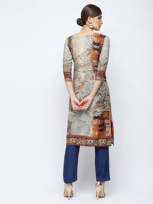 Grey printed crepe kurti 2