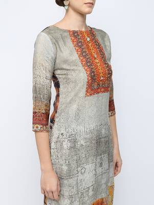Grey printed crepe kurti 4