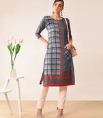 Grey printed silk kurti