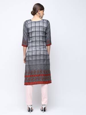 Grey printed silk kurti 2