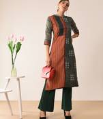 Grey printed silk kurti