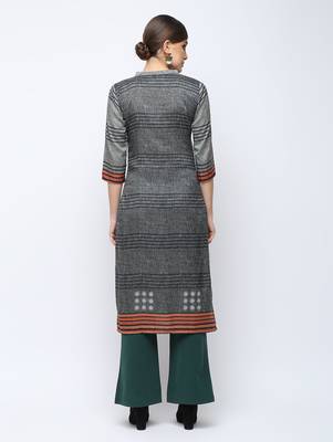 Grey printed silk kurti 2