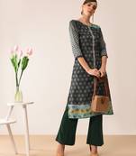 Grey printed silk kurti