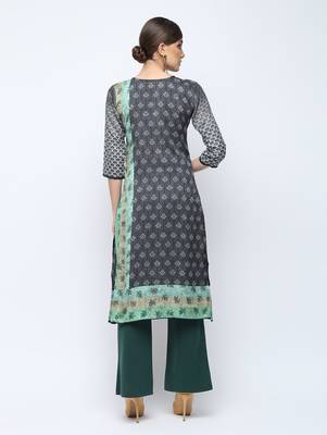 Grey printed silk kurti 2