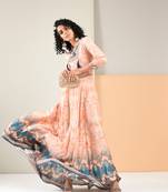 Peach printed rayon kurti