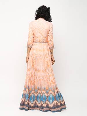 Peach printed rayon kurti 2