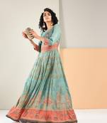 Green printed rayon kurti