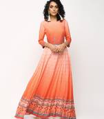 Orange printed rayon kurti