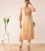 Beige printed viscose rayon kurti