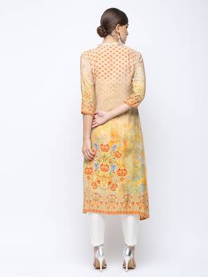 Beige printed viscose rayon kurti 2