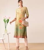 Beige printed viscose rayon kurti
