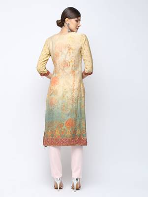 Beige printed viscose rayon kurti 2